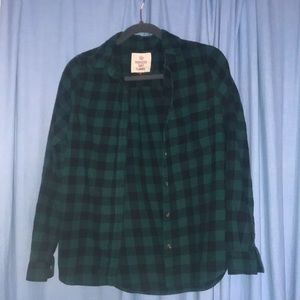 Black striped dark green flannel